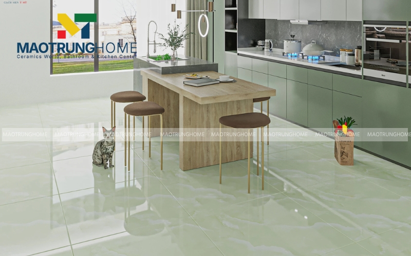 Gạch men bóng màu xanh