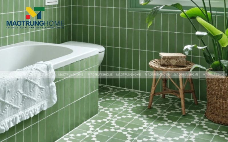 Họa tiết mosaic xanh lá