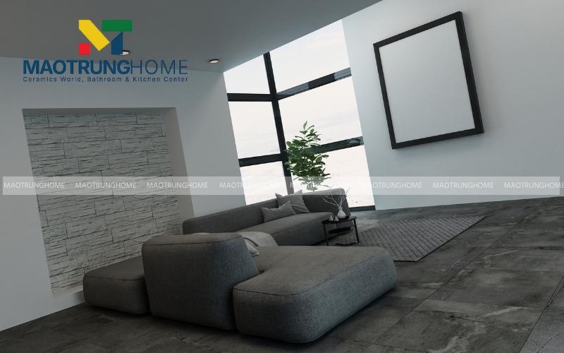 Gạch lát nền 80x80cm giả bê tông mài cho không gian tối giản