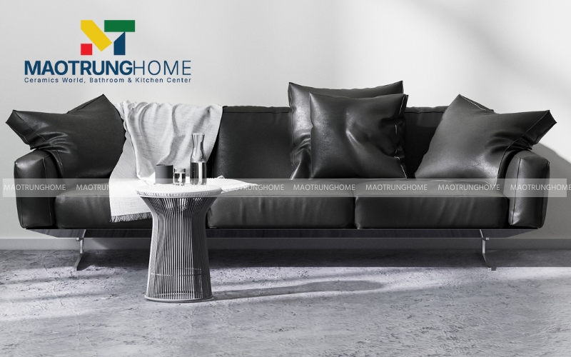 Sàn nhà phong cách công nghiệp sử dụng gạch 80x80cm xám bê tông