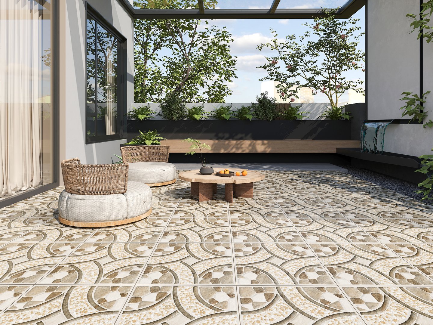 Gạch Hoàn Mỹ Vân đá ghép 40x40 61005 - Ảnh 2