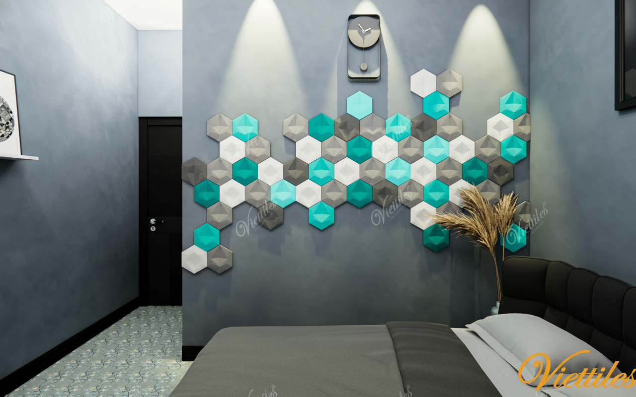 Gạch 3D ốp tường lục giác None E25-ECO-G - Ảnh 4