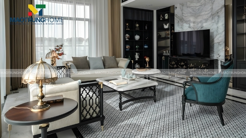 Mẫu gạch bông đen trắng phong cách tối giản