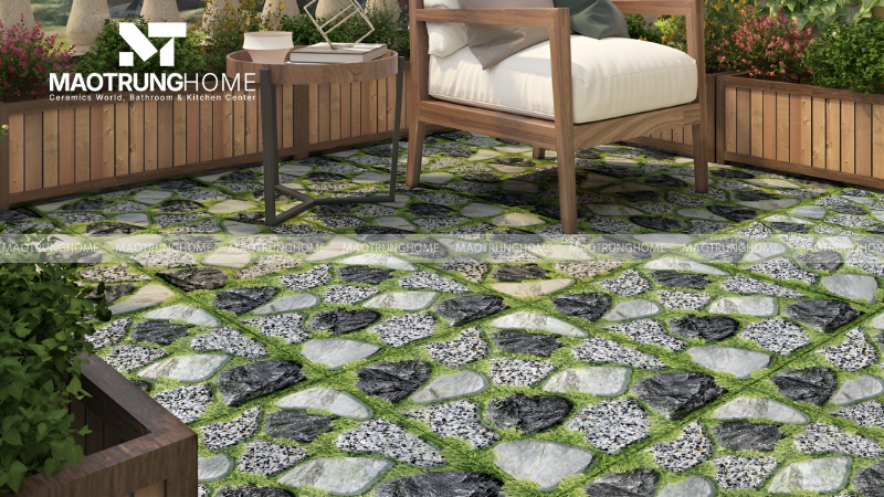 Gạch cỏ xen sỏi hiện đại
