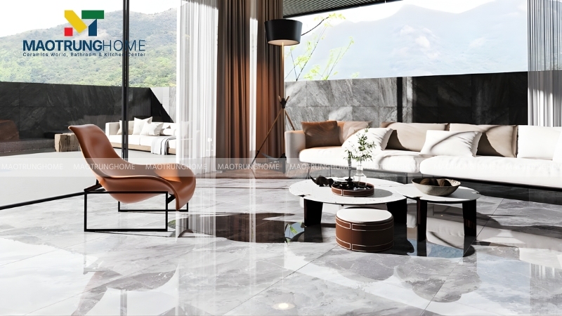 Gạch 80x80 giúp mặt sàn có ít đường ron gạch