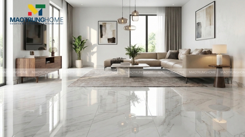 Gạch bóng kiếng vân đá Marble tạo cảm giác sống động như đá thật