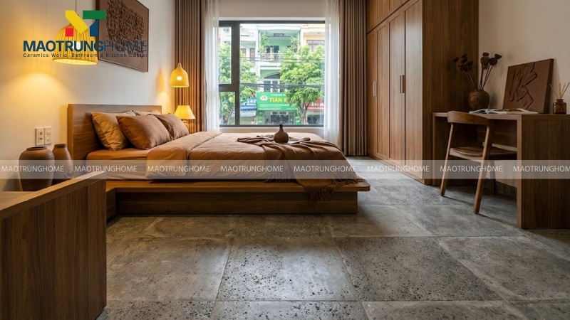 Bạn nên thêm các vật trang trí màu nâu khi lát gạch nền xám xi măng