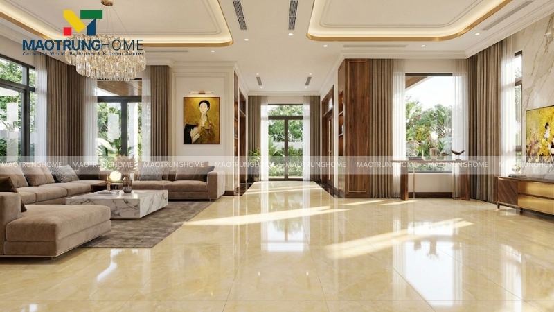 Gạch vân đá Marble vàng nhạt mang lại sự sang trọng