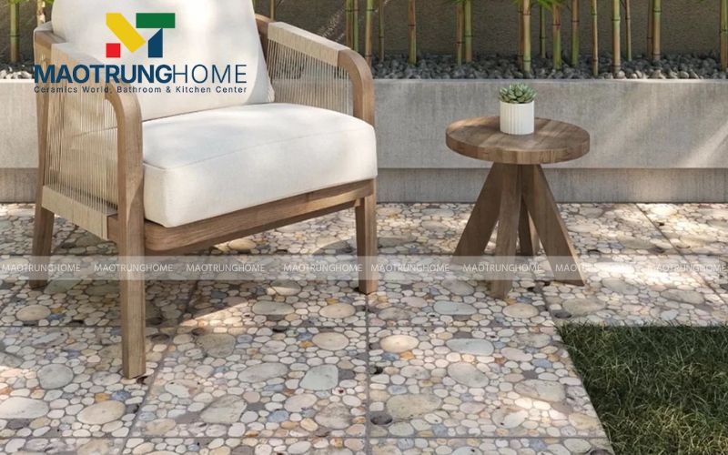 Gạch giả sỏi 3D bề mặt định hình chống trơn trượt tuyệt đối cho sân vườn