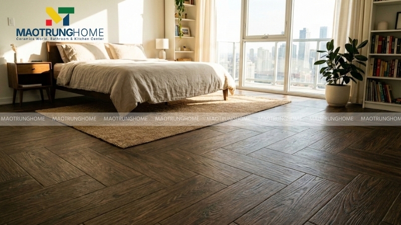 Gạch giả gỗ mang lại cảm giác ấm áp, gần gũi