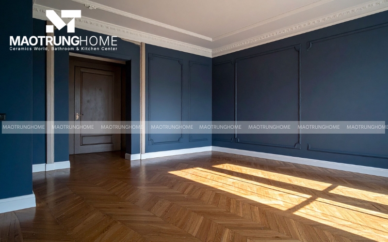 Nghệ thuật sắp đặt gạch giả gỗ theo phong cách xương cá độc đáo