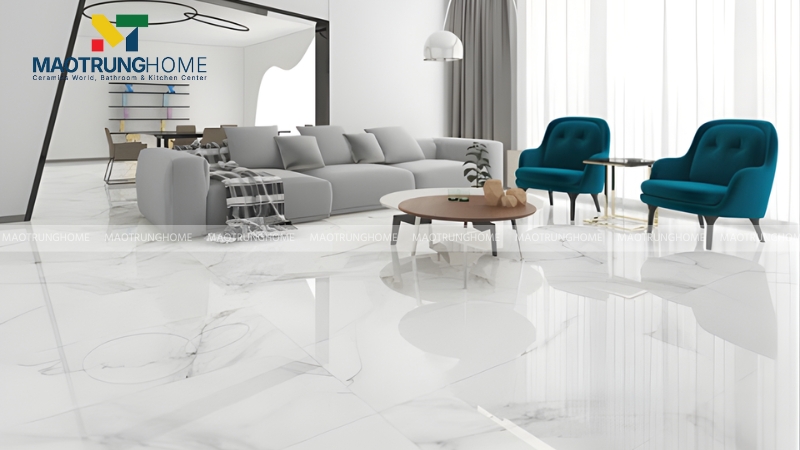 Gạch Granite men bóng rất phù hợp cho không gian phòng khách