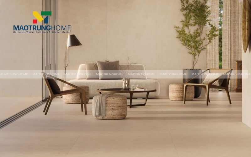 Gạch nâu đất hiệu ứng xi măng cho phong cách thiết kế tối giản