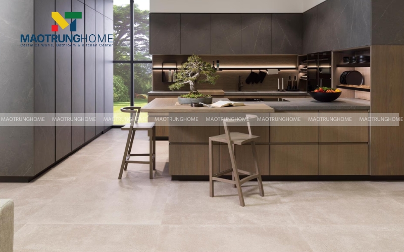 Tông màu nâu đất trung tính mang lại sự tĩnh lặng cho phòng làm việc