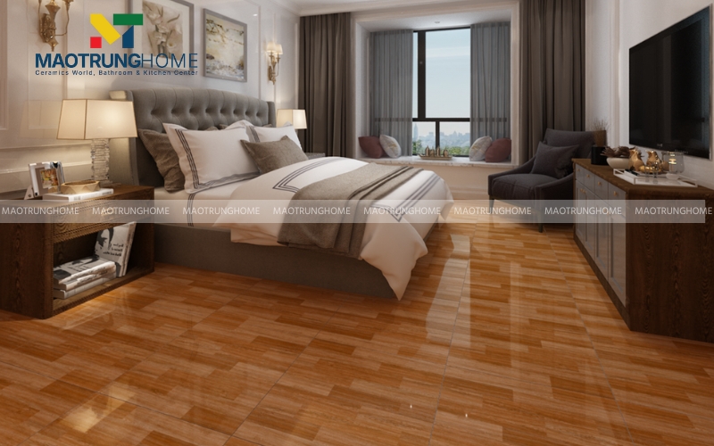 Gạch vân gỗ nâu đất mang lại vẻ đẹp ấm cúng cho không gian sống