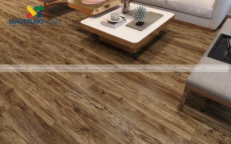 Gạch giả gỗ tông nâu đất là lựa chọn hoàn hảo cho phòng ngủ thư giãn