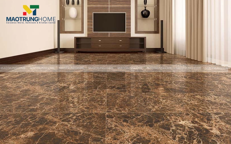 Gạch Marble tông nâu đất với những đường vân đá cẩm thạch đẳng cấp