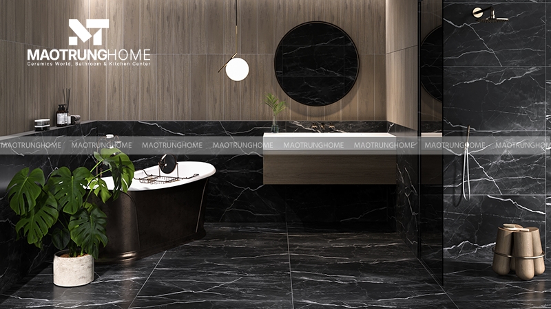 Nền đen tuyền kết hợp vân marble tạo hiệu ứng sang trọng vượt thời gian