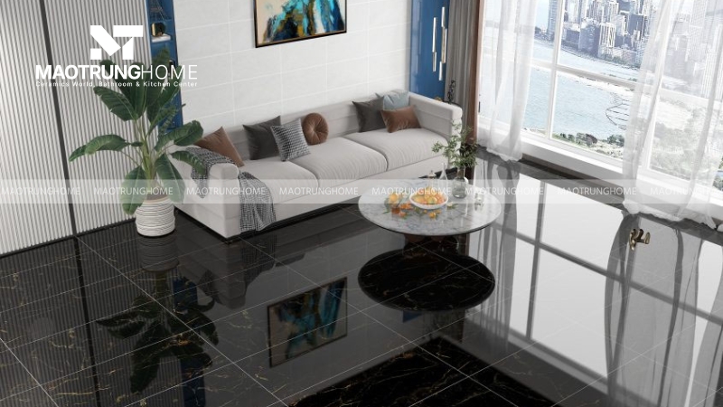 Gạch đen vân đá marble sang trọng