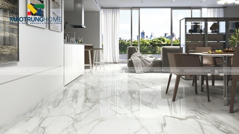 Đối với phòng khách, bạn nên ưu tiên chọn gạch khổ lớn