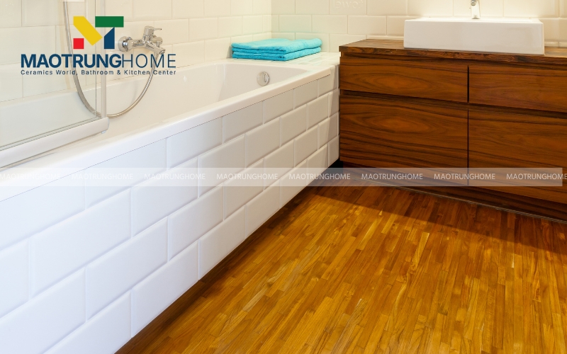 Gạch giả gỗ 30x60 tạo cảm giác ấm áp mỗi khi bước vào phòng tắm