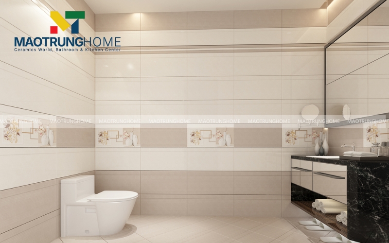 Gạch vân xi măng tông trung tính cho nhà vệ sinh phong cách tối giản