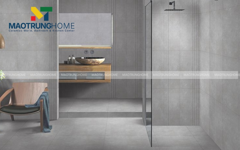 Gạch màu xám xi măng giúp che đi vết bẩn và dễ dàng vệ sinh