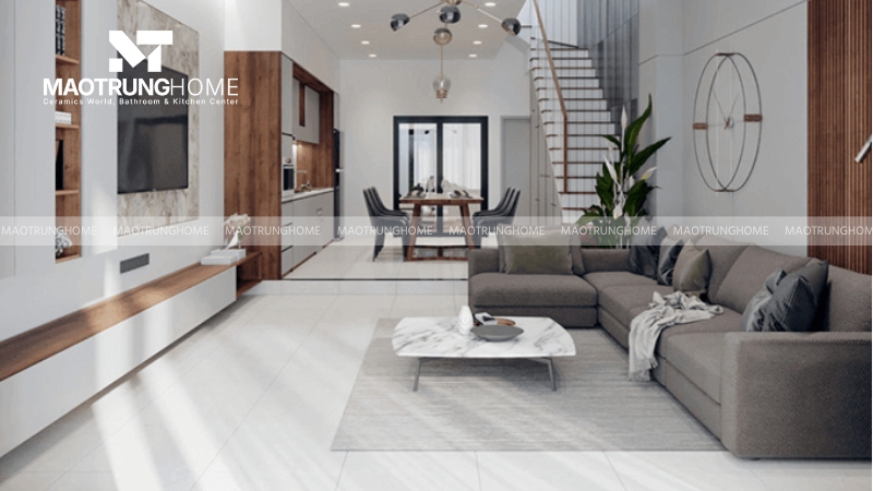 Gạch lát nền đóng vai trò là nền tảng thị giác cho toàn bộ căn phòng