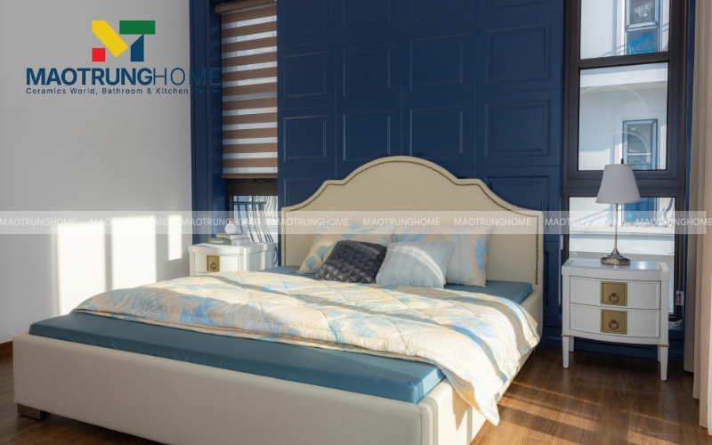 Sàn phòng ngủ an toàn không mối mọt với gạch vân gỗ cao cấp