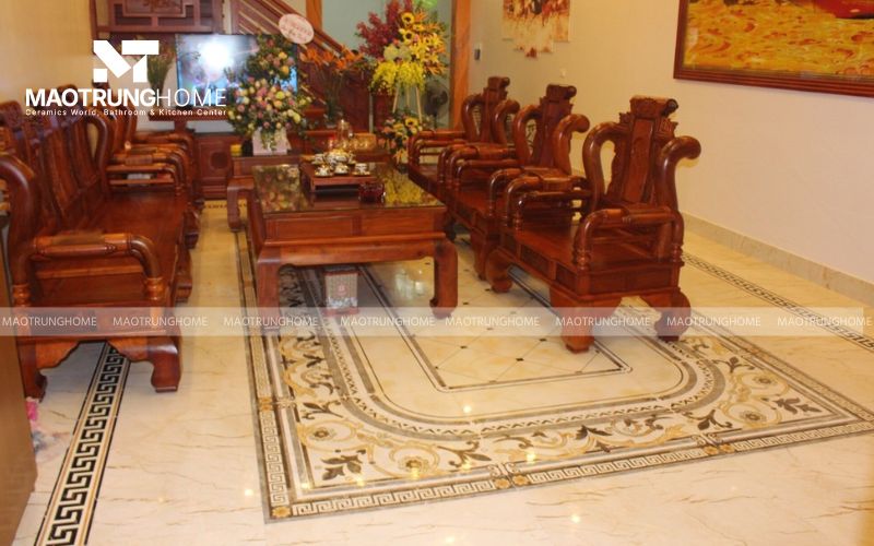 Gạch thảm hiện đại với các khối hình học tinh tế cho nhà phố