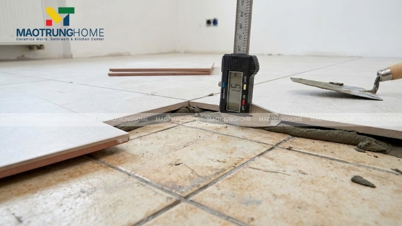 Lát gạch đè cốt nền sàn nhà sẽ bị nâng cao