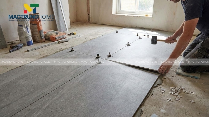 Mẫu gạch Slim lát chồng nền