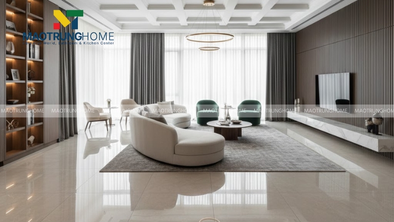 Mẫu gạch bóng kiếng sang trọng cho phòng khách (Mẫu 7)