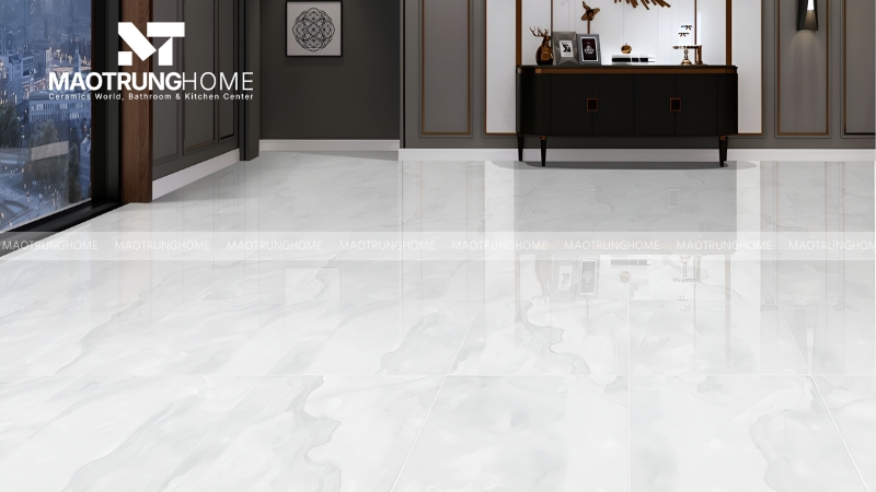 Gạch lát nền 1000x1000 giúp tạo hiệu ứng không gian rộng mở nhờ giảm thiểu đường ron
