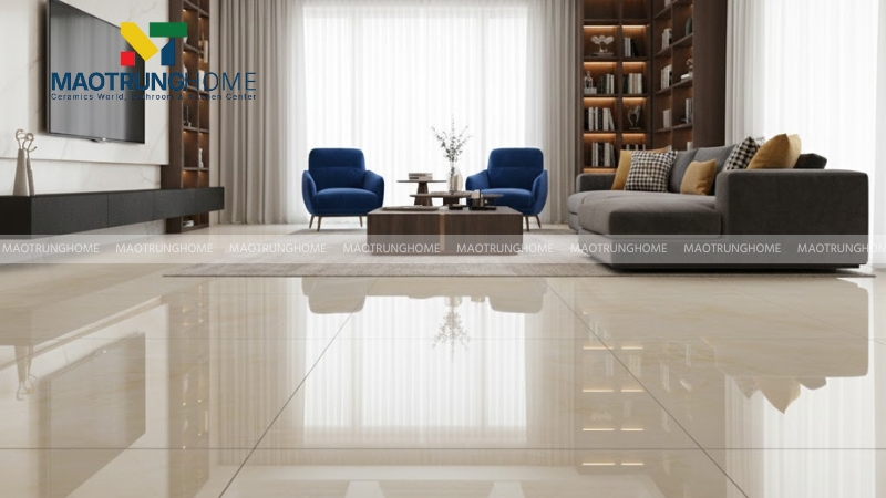 Mẫu gạch bóng kiếng sang trọng cho phòng khách (Mẫu 4)