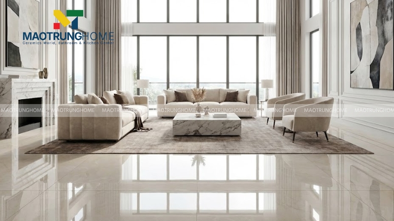 Mẫu gạch bóng kiếng sang trọng cho phòng khách (Mẫu 6)