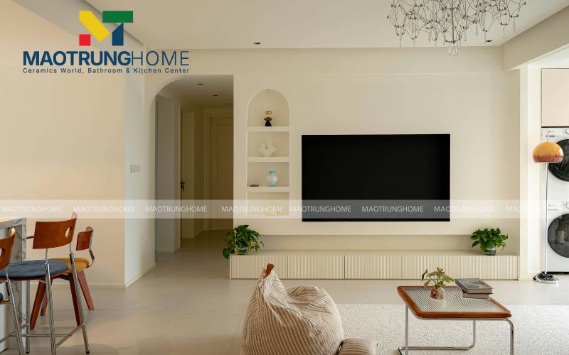Mặt sàn phẳng mịn và hiện đại nhờ kích thước gạch khổ lớn