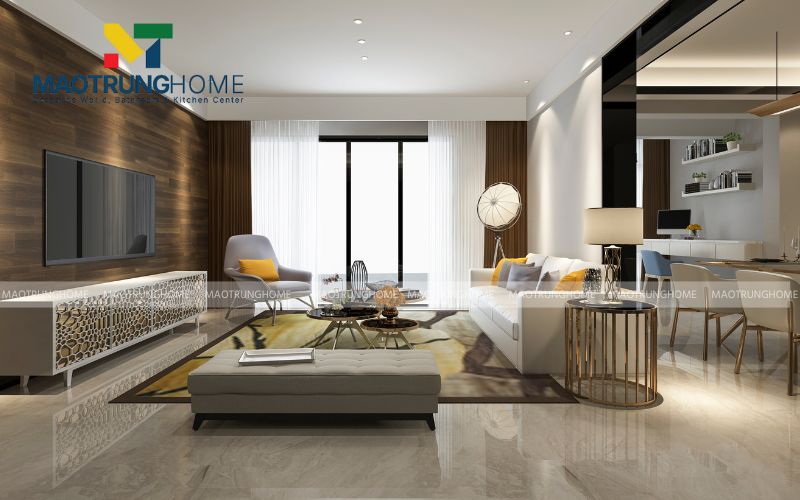 Gạch bóng kiếng toàn phần 80x80 bắt sáng tối ưu cho nhà ống
