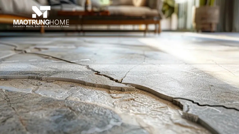 Gạch lát nền bị phồng do chất lượng vật liệu gạch và vữa kém