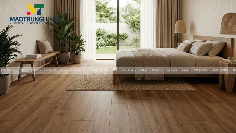 Màu nẫu gỗ của gạch mang lại cảm giác ấm cúng