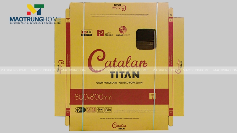 Vỏ thùng gạch nguyên vẹn, logo Catalan được in rõ ràng