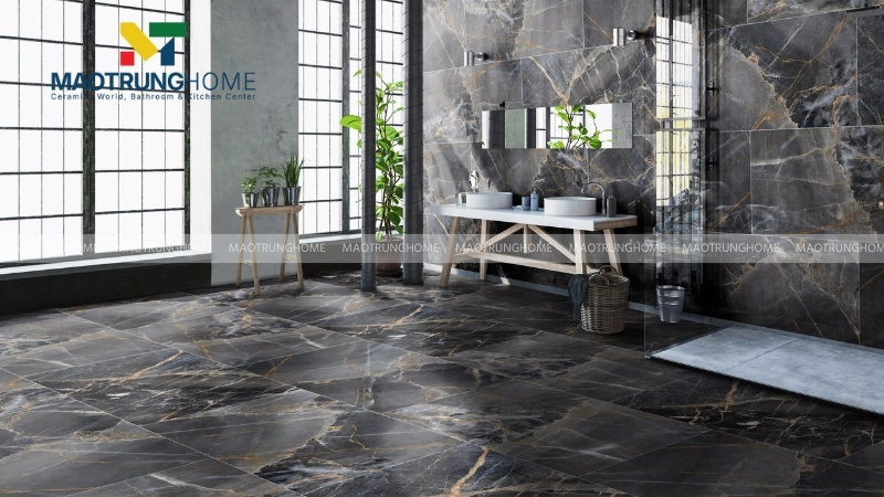 Gạch lát nền màu đen cho người mệnh Thủy