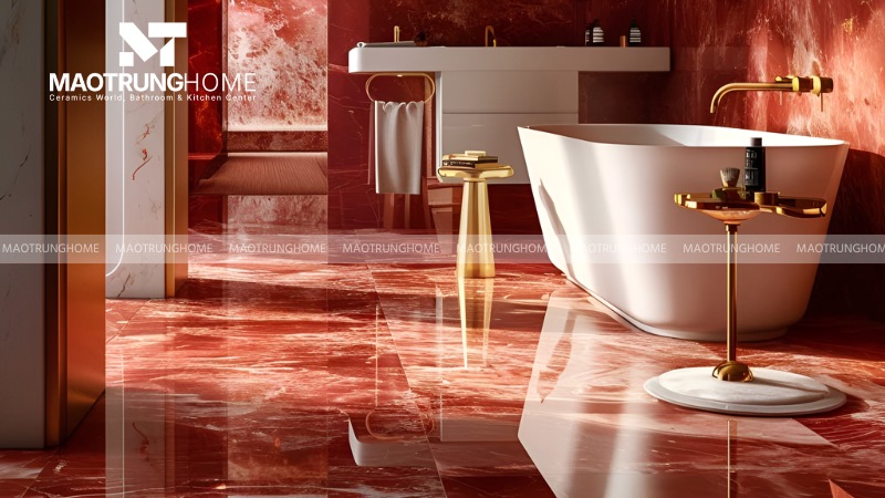 Mẫu gạch đỏ vân đá Marble hiện đại (Mẫu 5)