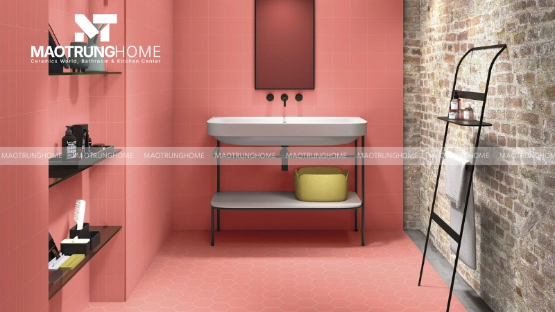 Mẫu gạch đỏ trơn phong cách tối giản (Mẫu 5)