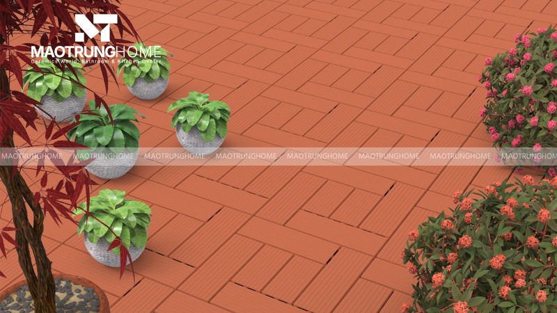 Gạch đỏ sân vườn chống trơn và rêu mốc (Mẫu 3)