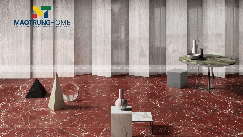 Mẫu gạch đỏ vân đá Marble hiện đại (Mẫu 3)