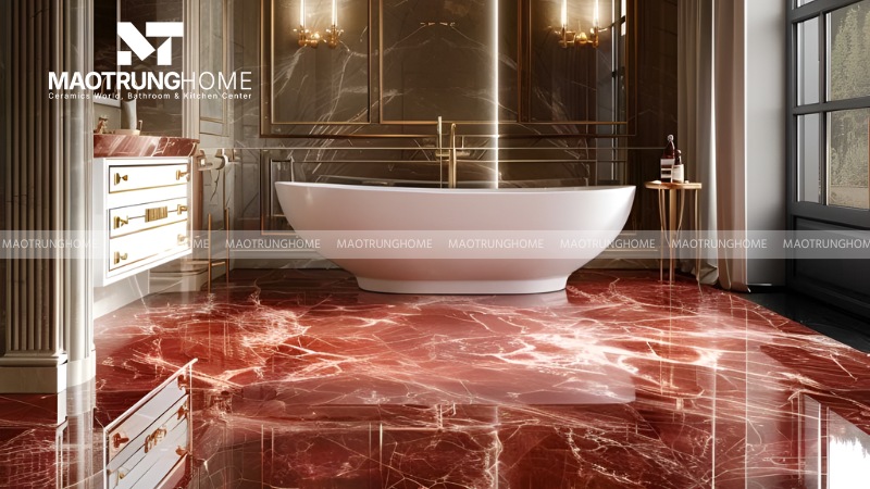 Mẫu gạch đỏ vân đá Marble hiện đại (Mẫu 4)