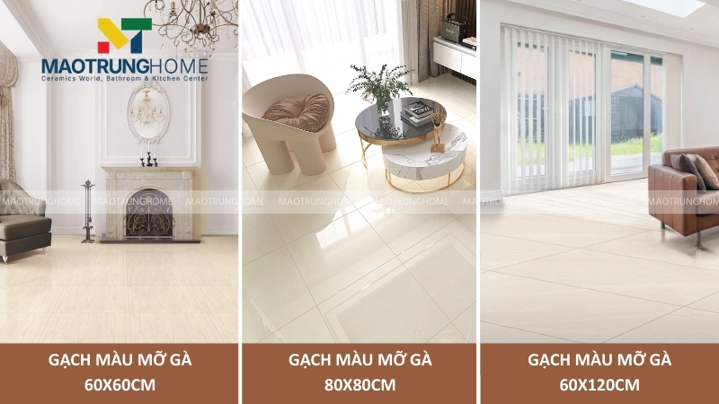 Phân loại gạch lát nền màu mỡ gà theo kích thước