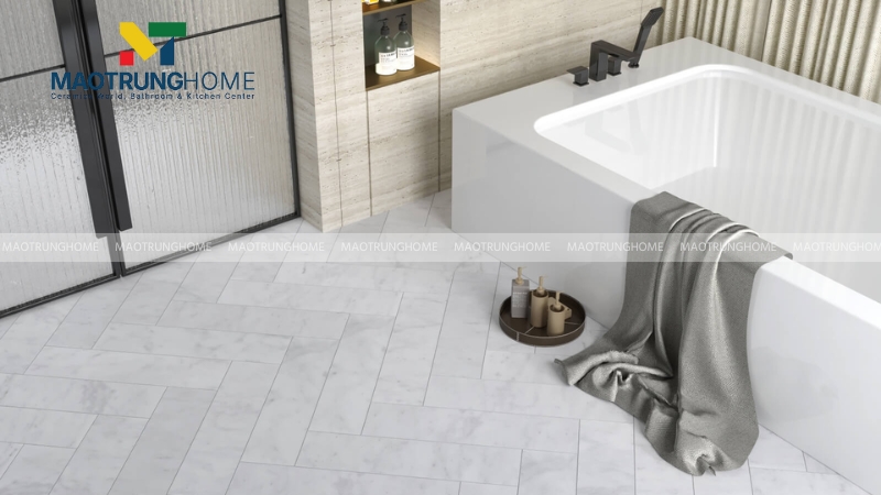 Gạch lát nền màu trắng cho nhà tắm