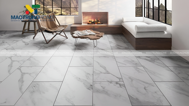 Gạch trắng vân đá Marble và Calacatta (Mẫu 2)